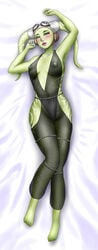 1girls blush breasts clothed clothing female_focus female_only green_eyes hera_syndulla hi_res looking_at_viewer medium_breasts nipples orca_(artist) revealing_clothes simple_background solo star_wars star_wars_rebels twi'lek wide_hips