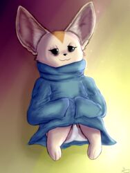 2018 aggressive_retsuko anthro barely_visible_genitalia big_ears canine clothed clothing digital_media_(artwork) female fennec fenneko fox fur half-closed_eyes homo_the_domo mammal panties sanrio simple_background sitting smooth_skin solo spread_legs spreading subtle_pussy tired tired_eyes underwear white_panties