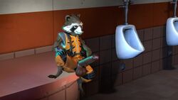 3d animated guardians_of_the_galaxy lavenchie male male_only marvel masturbation no_sound public public_restroom rocket_raccoon solo source_filmmaker uncut urinal video