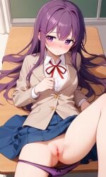 ai_generated doki_doki_literature_club panties pussy teasing yuri_(doki_doki_literature_club)