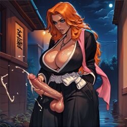 ai_generated big_breasts big_penis bleach cum dickgirl exhibitionism futa_only futanari handjob masturbating masturbation matsumoto_rangiku mature_female penis shemale solo sssilver5