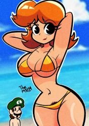 1boy 1boy1girl 1girls breasts diego_mejia female hat luigi mario_(series) nintendo princess_daisy tagme white_skin