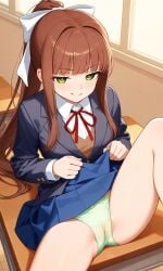 ai_generated doki_doki_literature_club monika_(doki_doki_literature_club) panties pussy teasing