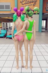 2girls 3d ass femele fortnite giocamolly outerwear swimsuit tropical_punch_zoey underwear zoey_(fortnite)