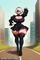 ai_generated big_ass big_breasts big_thighs bimbo firstbouki huge_breasts nier:_automata white_hair yorha_2b