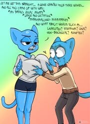 1boy 1boy1girl 1girls 2024 4_fingers absurd_res age_difference annoyed anthro anthro_on_anthro big_breasts big_ears big_eyes big_iris biped black_eyebrows black_eyes blue_body blue_ears blue_fur blue_tail blush blush_lines bodily_fluids bottomwear breast_grab breasts brown_bottomwear brown_clothing brown_pants cartoon_network cheek_tuft clothed clothed_anthro clothed_female clothed_male clothing color_edit colored cross-popping_vein curved_eyebrows dbaru dialogue digital_drawing_(artwork) digital_media_(artwork) drooling duo ellipsis english_text erection erection_under_clothing eyebrows eyelashes facial_tuft felid feline felis female fingers fully_clothed fully_clothed_anthro fully_clothed_female fully_clothed_male fur fur_tuft glistening glistening_body glistening_fur glistening_legs glistening_tail grabbing_both_breasts gradient_background grey_clothing grey_shirt grey_topwear gumball_watterson half-closed_eyes hand_on_another's_breast hand_on_breast hi_res humanoid_hands humor incest intraspecies iris light_body light_fur logo long_eyelashes looking_at_another looking_at_partner lust male male/female mammal markings mature mature_anthro mature_female mature_woman milf mother mother_and_child mother_and_son motion_lines motion_outline multicolored_bottomwear multicolored_clothing multicolored_shorts narrow_hips narrowed_eyes nicole_watterson older_female open_mouth pants parent parent_and_child parent_and_son pink_nose pink_tongue pointy_ears saliva shirt shorts simple_background small_nose son standing straight_legs sweat sweater sweaty_face tail talking_to_another talking_to_partner tan_clothing tan_sweater tan_topwear text the_amazing_world_of_gumball thick_thighs thin_eyebrows thin_thighs third-party_edit tongue tongue_out topwear tuft turtleneck two_tone_bottomwear two_tone_clothing two_tone_shorts website_logo whisker_markings wide_eyed wide_hips younger_male