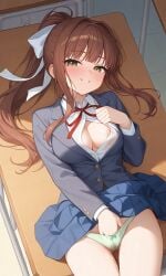 ai_generated doki_doki_literature_club masturbation monika_(doki_doki_literature_club) panties pussy tagme