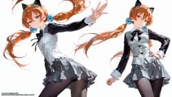 ai_generated alisa_southerncross cute fake_animal_ears hell-pantsu orange_eyes orange_hair small_breasts