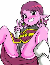1girls 2018 black_eyes cameltoe chronoa core_person deity double_v dragon_ball dragon_ball_heroes dragon_ball_xenoverse earrings female female_only fully_clothed gesture goddess pink_hair pink_skin pointy_ears presenting saiyan369 shortstack solo v
