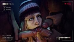 1girls 3boys 3d animated areolae ashley_brown blowbang bound breasts cum erection fellatio female group locjaw looking_at_viewer masturbation nipples no_sound oral penis rape restrained straight surrounded_by_penises tied until_dawn video zip_tie