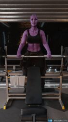 2024 3d alien asari female female_focus female_only ly_yalia original_character purple_body purple_skin rusir russymacalroy solo synthetika_lynn