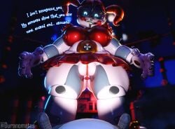 1boy 1girls 3d 3d_(artwork) alternate_version_available anus ass big_ass big_breasts big_butt blue_eyes breasts circus_baby_(fnaf) clothing curvaceous curvy curvy_figure dark dialogue duranomates english_text erect_nipples erect_nipples_under_clothes female five_nights_at_freddy's five_nights_at_freddy's:_sister_location fully_clothed huge_ass huge_breasts looking_at_viewer low-angle_view male male_pov mostly_nude pov pussy robot robot_girl skirt string_panties tagme text thick_thighs voluptuous voluptuous_female wide_hips