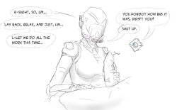 1boy 1boy1girl 1girls black_and_white comic comic_page destiny_(game) destiny_2 eliksni exo fallen female ghost_(destiny) guardian_(destiny) male robot robot_girl sketch tagme thiccrobots titan_(destiny)