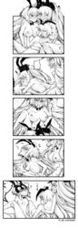 3girls absurdres animal_ears anne_bonny_(fate/grand_order) blush breast_grab breast_sucking breasts bunny_ears comic cunnilingus fake_animal_ears fate/grand_order fate_(series) grabbing greyscale group_sex heart highres jeanne_alter kissing large_breasts mary_read_(fate/grand_order) monochrome multiple_girls nude one_eye_closed oral pose scar silent_comic sleeping small_breasts sparkle sweat tearing_up threesome yuri yuriwhale zzz