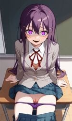 ai_generated doki_doki_literature_club panties pussy teasing yandere yuri_(doki_doki_literature_club)