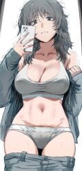 1girls anya_(mouthwashing) ass big_ass big_breasts big_thighs black_hair bra butt cute female female_focus female_only hews_hack looking_at_viewer messy_hair mouthwashing panties selfie sweat sweatdrop sweating tagme thick_hips thick_thighs thighs underwear