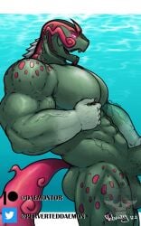 2022 abs anthro anthrofied basculegion biceps biped digital_media_(artwork) generation_8_pokemon hi_res male muscular muscular_anthro muscular_male muscular_thighs nintendo nipple_fetish nipple_play nude patreon patreon_logo pecs perverteddaemon pokemon pokemon_(species) signature triceps twitter twitter_logo underwater water