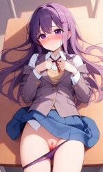 ai_generated doki_doki_literature_club panties pussy teasing yuri_(doki_doki_literature_club)