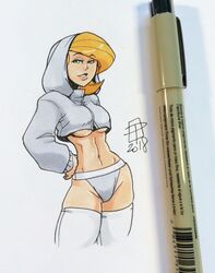 1girls 2018 callmepo color colored disney female female_only hoodie kim_possible kimberly_ann_possible panties solo underboob