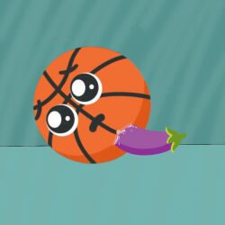 1boy 1girls basketball_(ball) clitoris cringe cute eggplant emoji inanimate monkeysa4444 pussy pussy_juice sex turquoise_background