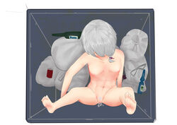 breasts death female female_death guro nude recycle_bin trash_can white_hair