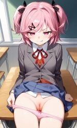 ai_generated doki_doki_literature_club natsuki_(doki_doki_literature_club) panties pussy teasing