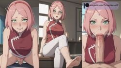 ai_generated blowjob cowgirl_position feet naruto_(series) naruto_shippuden sakura_haruno