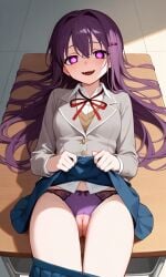 ai_generated doki_doki_literature_club panties pussy teasing yandere yuri_(doki_doki_literature_club)