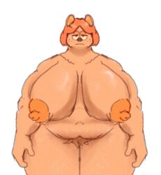 anthro anthro_only bbw bear bear_ears bear_girl bear_humanoid big_areola chubby chubby_anthro chubby_belly chubby_female chubby_thighs colored_sketch fat_breasts fat_thighs fat_tits freckles freckles_on_face fur furry furry_female furry_only huge_breasts macromastia olozva original_character pubic_hair short_hair sketch solo solo_female