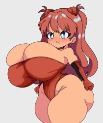 1girls angry asuka_langley_sohryu big_ass big_breasts blue_eyes gigantic_breasts huge_breasts inakotho neon_genesis_evangelion red_hair shortstack tagme tan_body thick_thighs tsundere twintails