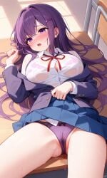 ai_generated doki_doki_literature_club masturbation panties pussy teasing yuri_(doki_doki_literature_club)