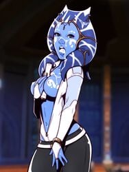 2018 after_sex alien areola ass barefoot bioware blue_skin blue_twi'lek bracelet breasts clothing covering covering_breasts cum cum_in_mouth cum_inside cum_on_breasts cum_on_face dave_cheung english_text fan_character female female_only gloves green_eyes half-length_portrait humanoid jedi jedi_padawan jewelry kelana_rin lightsaber lucasfilm midriff navel nipples portrait solo solo_female star_wars star_wars:_the_old_republic text tight_clothing togruta undressing