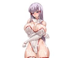 areolae bare_shoulders blush bodysuit breast_hold breasts breasts_hold bukkake bursting_breasts cameltoe cleavage covered_navel crossed_arms cum_on_body cum_on_breasts cum_on_hair cum_on_lower_body cum_on_upper_body curvaceous elbow_gloves embarrassed enjou_sakuya erect_nipples erect_nipples_under_clothes eyebrows_visible_through_hair female female foreshortening gloves groin hair_ornament hair_ribbon hand_on_own_stomach highleg highleg_leotard hime_cut hips huge_breasts impossible_clothes impossible_leotard large_breasts lavender_hair leotard long_hair looking_at_viewer nipples no_bra open_mouth original puffy_areolae purple_eyes raised_eyebrows red_ribbon ribbon rindou_(radical_dream) rindou_aya shiny shiny_skin sidelocks silver_hair skin_tight slime solo standing suggestive_fluid thick_thighs thighhighs thighs thong thong_leotard transparent_background tress_ribbon very_long_hair viewed_from_below white_gloves white_legwear white_leotard wide_hips x_hair_ornament