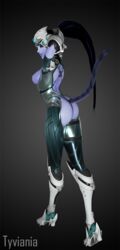 3d alternate_costume animal_tail ass blender breasts female female_only looking_at_viewer looking_back overwatch solo tagme tyviania widowmaker winter_widowmaker