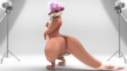 animated anthro ass berry_ranieri big_butt dancing female female_only hat kazzypoof mammal no_breasts nude otter