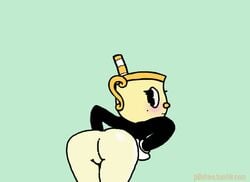 animated ass ass_shake bent_over blush cuphead:_the_delicious_last_course cuphead_(game) female female_only hand_on_hip hands_on_hips ms._chalice nude pliishee_(artist) smile standing straw