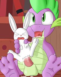 ambiguous_gender anal anal_sex angel_(mlp) cum cum_in_ass cum_inside dragon feral forced foxkai friendship_is_magic fur green_eyes lagomorph male male/ambiguous mammal my_little_pony penetration rabbit rape spike_(mlp) white_fur