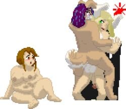 2018 alpha_channel animated anthro balls blonde_hair blue_hair blush bovine breasts brown_eyes brown_fur cum cum_on_ground digital_media_(artwork) duo erection female fur futanari gif green_eyes hair heart human intersex low_res mammal nikkie(dajinn) nude penetration penis pixel_art purple_hair sex simple_background tauren transparent_background tsunamidusher video_games voyeur wall_(disambiguous) warcraft watching