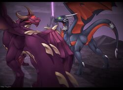 2016 anus ass cynder dragon duo ember-dragoness female feral male malefor membranous_wings nude penis pussy scalie spyro_the_dragon the_legend_of_spyro video_games wings