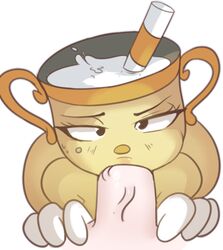 bhloopy big_breasts blowjob cuphead:_the_delicious_last_course cuphead_(game) fellatio female handwear human humanoid male male_pov mammal ms._chalice oral penis point_of_view pov