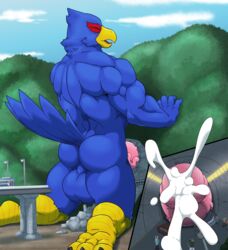 anthro avian bird croiyan cum falco_lombardi internal kneeling macro male male_only mountain nintendo penetration penis star_fox tunnel video_games