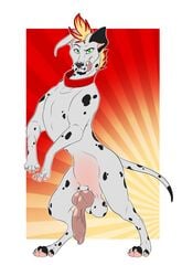 10s 2018 4_toes anatomically_correct animal_genitalia animal_penis balls canine canine_penis claws collar dalmatian digital_media_(artwork) digitigrade erection feral fur hair hi_res hindpaw jace_(sithman91) knot looking_at_viewer male male_only mammal pawpads paws penis psy101 simple_background smile solo solo_male spots spotted_fur standing toe_claws toes tongue tongue_out white_fur