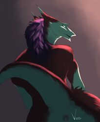 2018 anthro ass azaly braided_hair digital_media_(artwork) fur girly hair hi_res long_hair looking_back male mammal ophiseus presenting purple_hair sergal