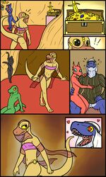 60percentscalie anthro big_dom_small_sub claws clothing comic desert dinosaur disguise kobold lizard male nude oasis panties reptile scalie size_difference slit tent thief trap_(disambiguation) treasure underwear yaoi yellow_eyes