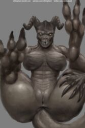 1girls 2018 3_toes abs anus ass belly big_anus big_ass big_breasts big_feet big_hands breasts brown_skin claws deathclaw fallout fangs feet female female_deathclaw female_only from_below glowing glowing_eyes green_eyes grey_background grin hairless_pussy horns huge_ass large_ass large_breasts legs_apart legs_spread legs_up looking_at_viewer looking_down muscular muscular_female navel nihilophant nipples non-mammal_breasts patreon presenting presenting_anus presenting_pussy pussy reptile scalie simple_background sketch smile soles solo solo_female spread_legs spreading tail teeth text thick_thighs tight_pussy tumblr url vagina video_games wide_hips