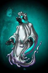 2016 agent_(artist) erection gas_mask ghost glowing glowing_eyes halloween holidays liquid_latex male male_only mammal mask rubber skunk solo spirit transformation