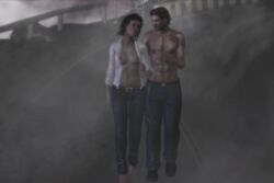 3d alien_(franchise) alien_(movie) breasts ellen_ripley feet female jc-starstorm jeans male night open_shirt walking