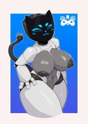 1girls 2d :3 anthro apron apron_only big_nipples blue_nipples breasts carrefour cat_ears cat_tail closed_eyes cute female female_only humanoid kerfur kerfuś kerfuś_female mr_mapache naked_apron nipple_slip nipples open_mouth ramen robot robot_girl robot_humanoid screen screen_face small_breasts solo