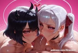 1boy 1boy2girls 2girl 2girls 2girls1boy absurd_res ai_generated black_clover black_hair black_horn black_horns blowjob completely_naked completely_naked_female completely_naked_male completely_nude completely_nude_female completely_nude_male cooperative_fellatio dark-skinned_male double_fellatio fellatio female female_focus horns kranken licking licking_penis light-skinned_female light_skin long_hair male/female male_pov naked naked_female naked_male noelle_silva nude nude_female nude_male oral oral_sex pov pov_eye_contact pov_male secre_swallowtail short_hair straight sucking sucking_off sucking_penis sucking_tip tagme threesome white_hair