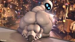 1futa 3d anus ass autofootjob balls cock-tail eve_(wall-e) foot_fetish footjob futanari humanoidized nude_futanari rayhuma robot solo solo_futa wall-e